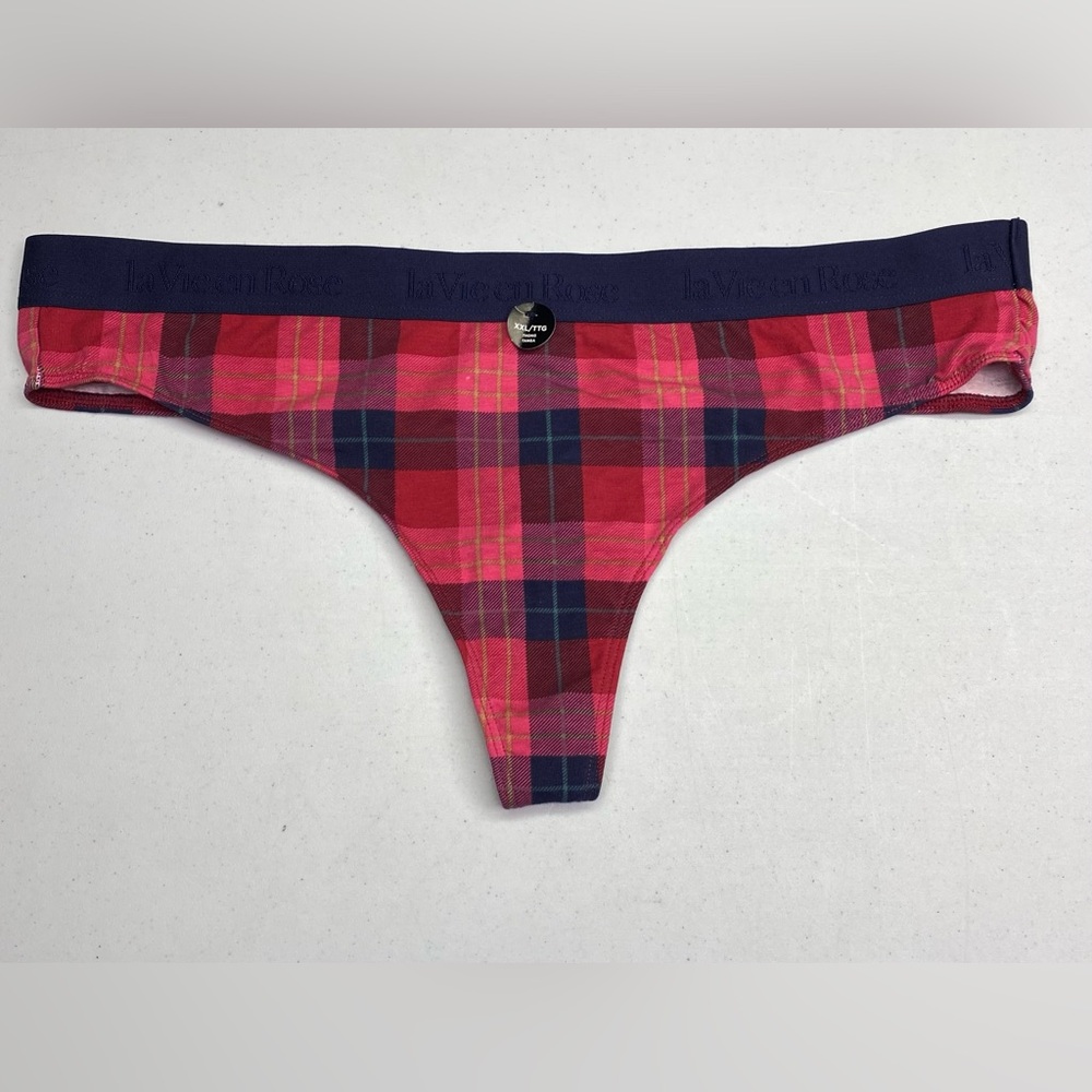 NWT LVR RED TARTAN Thong, XXL